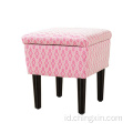 Pink Rekreasi Kain Penyimpanan Ottoman Furniture Ruang Tamu